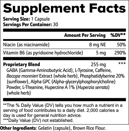 cognitive enhancement supplement facts