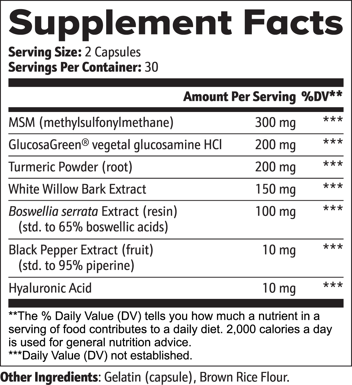 joint support supplement facts