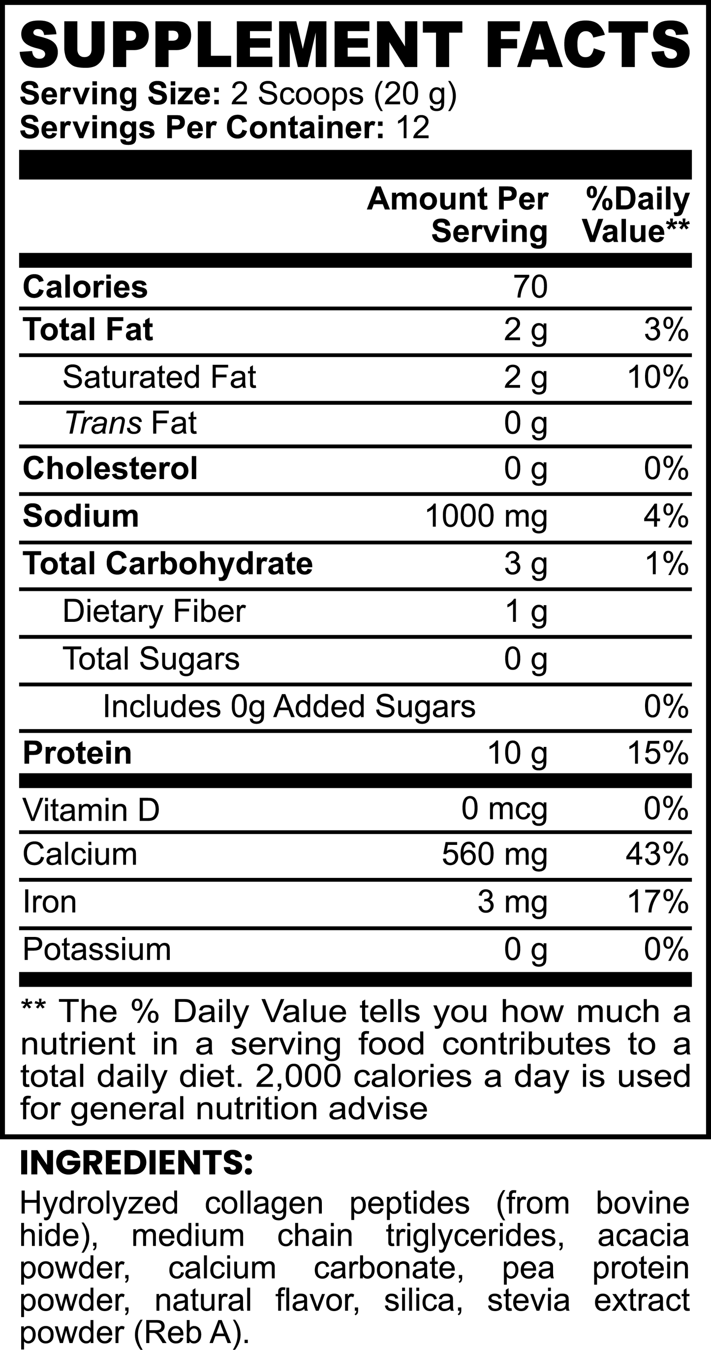 Grass-Fed Collagen Creamer Vanilla Facts